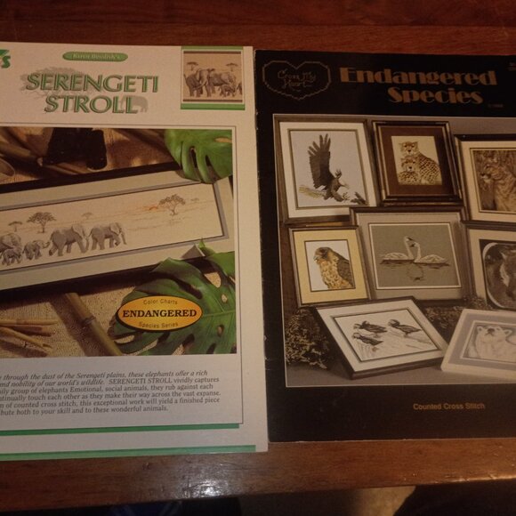 Pair (2) 1988 NIP Endangered Species Counted Cross Stitch Pattern Kits - Picture 1 of 7